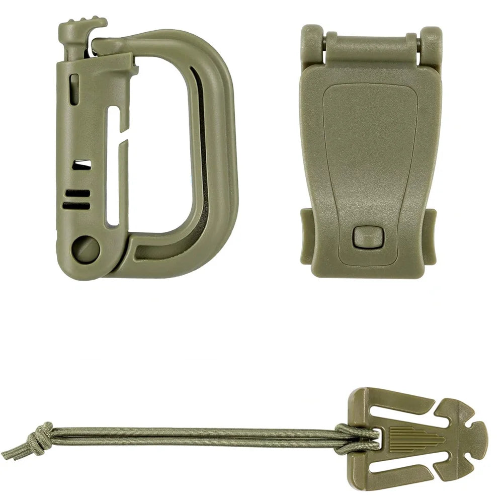 30pcs Attachments for Molle Bag Backpack Vest Belt D-Ring Locking Gear Clip Web Dominator Elastic Strings