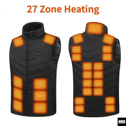 26 Areas USB Heated Vest Men Women Windproof Thermal Waistcoat Sleeveless Jacket for Skiing Hiking Motorcycle Winter Warm