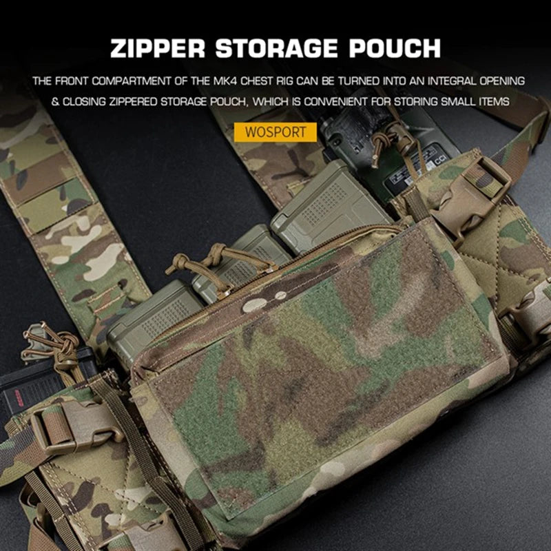 NK MK4 Chest Rig Full Top Zipper Insert Pouch Storage Pocket Double Zipper Cover Military Tactical Vest Extending Gear