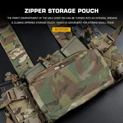 NK MK4 Chest Rig Full Top Zipper Insert Pouch Storage Pocket Double Zipper Cover Military Tactical Vest Extending Gear