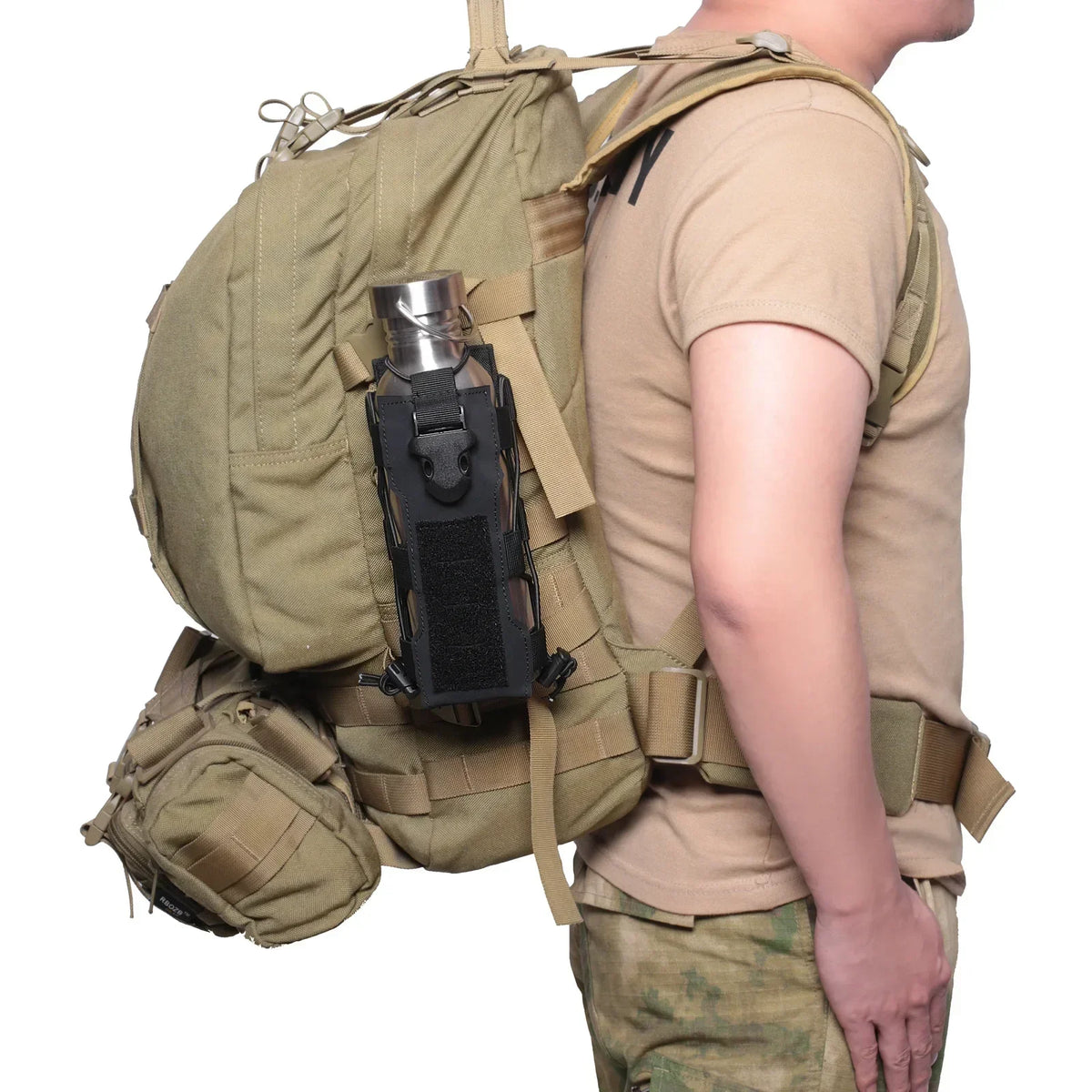 Molle Water Bottle Pouch Radio Holster Waist Pack Outdoor Sport Fishing Camping Hunting Hiking Travel Canteen Kettle Holder Bag