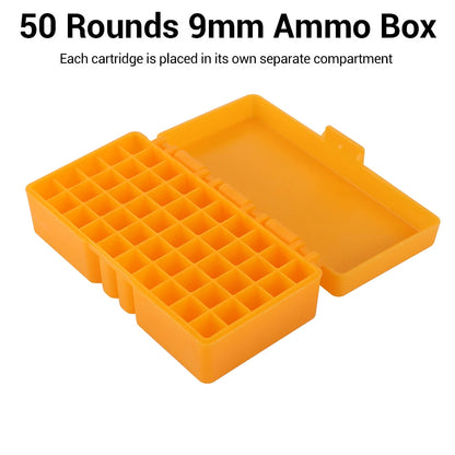 50/100 Rounds Tactical Bullet Box 9mm/.223/.38Super Pistol Rifle Ammo Carry Storage Box Flip-Top Bullets Case Hunting Accessory