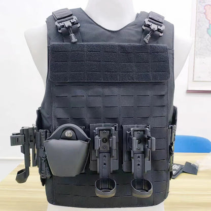 Outdoor Hunting Laser Quick Release Black Tactical Vest CS Quick Release Vest Duty Molle Anti Stab Protective Training Suit