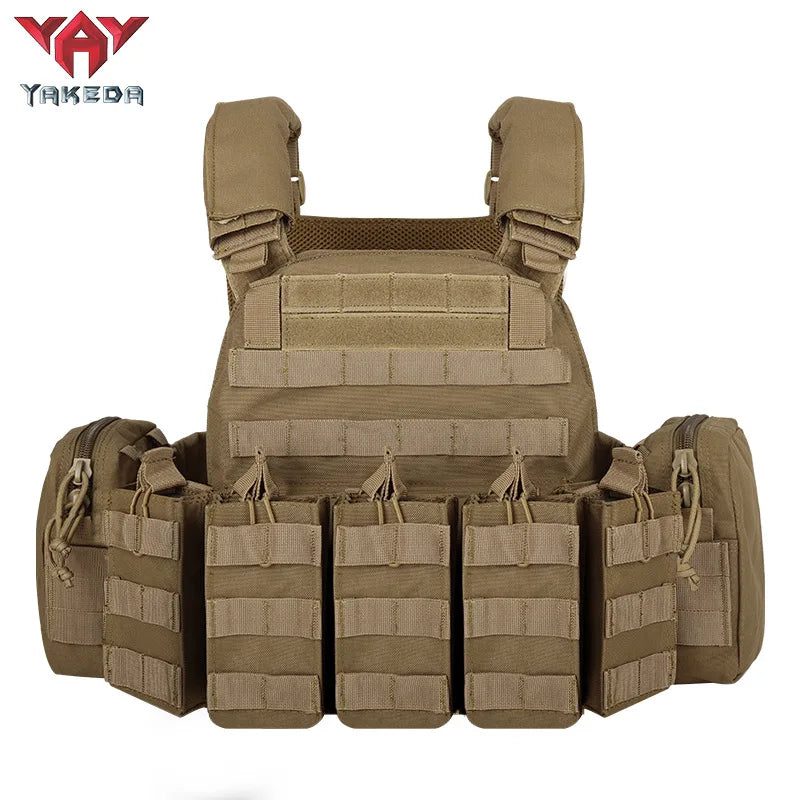 YAKEDA 1000D Nylon Tactical Vest Outdoor Hunting Protective Adjustable Multifunction Molle Vest for Airsoft Combat Equipment