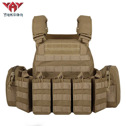 YAKEDA 1000D Nylon Tactical Vest Outdoor Hunting Protective Adjustable Multifunction Molle Vest for Airsoft Combat Equipment