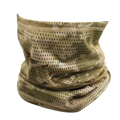 Large Mesh Windproof Neckerchief Camo Mask Neck Gaiter Cover Face Bandana Sun Cool Breathable Cycling Hiking Camping Tube Scarf