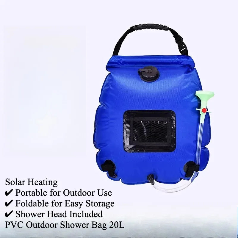 Portable Outdoor Foldable Solar Shower Bag, 20L Camping Water Heating & Storage Bag