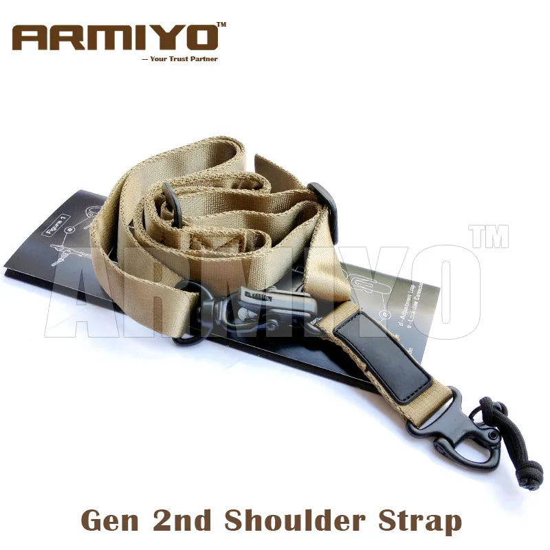 Armiyo Tactical Mission S2 S3 S4 Hunting Sling 2 Point Adjustable Shoulder Strap Belt Mount Carry Kettle Camera Scope Bag Box