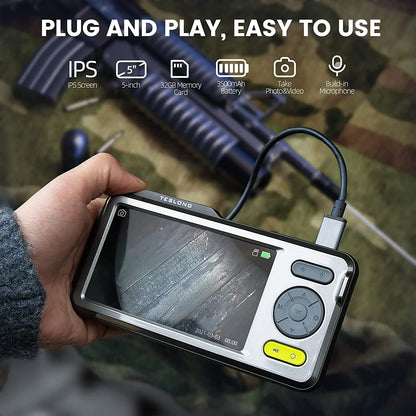 Teslong NTG500H Rigid Borescopes with 5 Iinch IPS Screen 26'' Rod Video Inspection Camera Hunting Bore Cam Cleaning