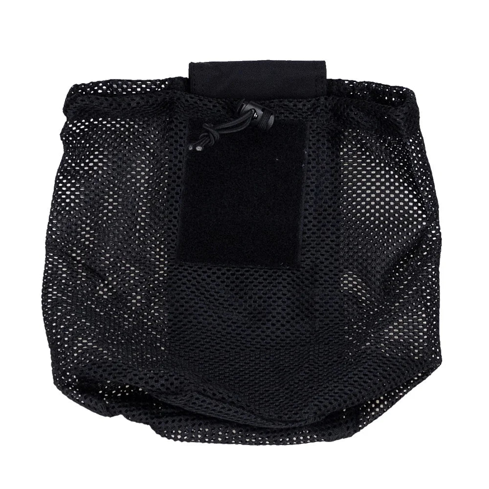Tactical Roll-Up Mesh Dump Pouch Drawstring Foldable Net Bag Molle Tools Utility Pocket Hunting Airsoft Belt Accessories 500D
