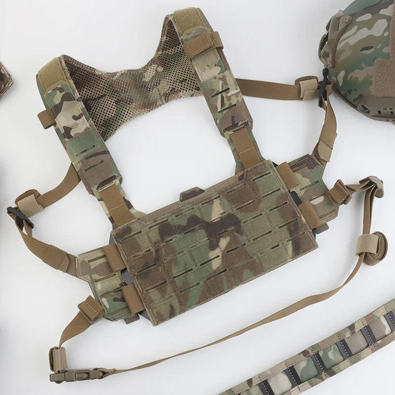 K Style Tactical Modular Chest Rig, Scalable MOLLE Front Panel Harness for Outdoor Hunting, Airsoft and Training