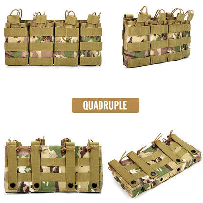 1000D Tactical Magazine Pouch Double/Triple/Quadruple Mag Pouch Airsoft Ak 5.56mm M4 Ar Rifle Hunting Accessories