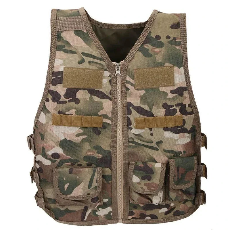 Children Vest Kids Camouflage Multiple Pockets Hunting CS War Games Jacket Hunting Tactical Waistcoat Training Gear