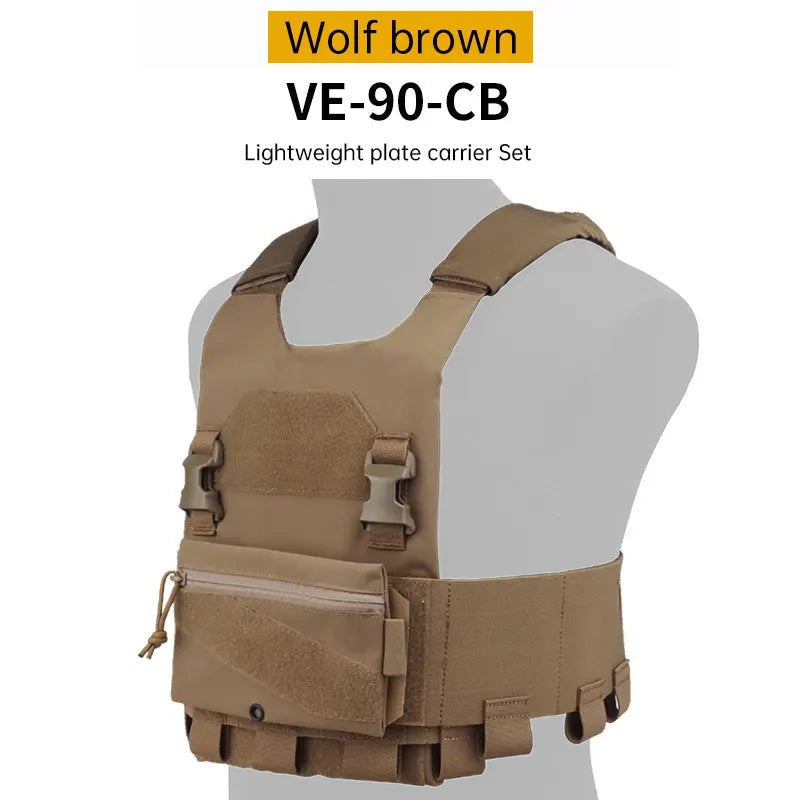 Tactical Combat Vest Lightweight Plate Carrier Tactical Molle Vest QASM Chest Buckle Outdoor Hunting Waist Seal Storage Bag