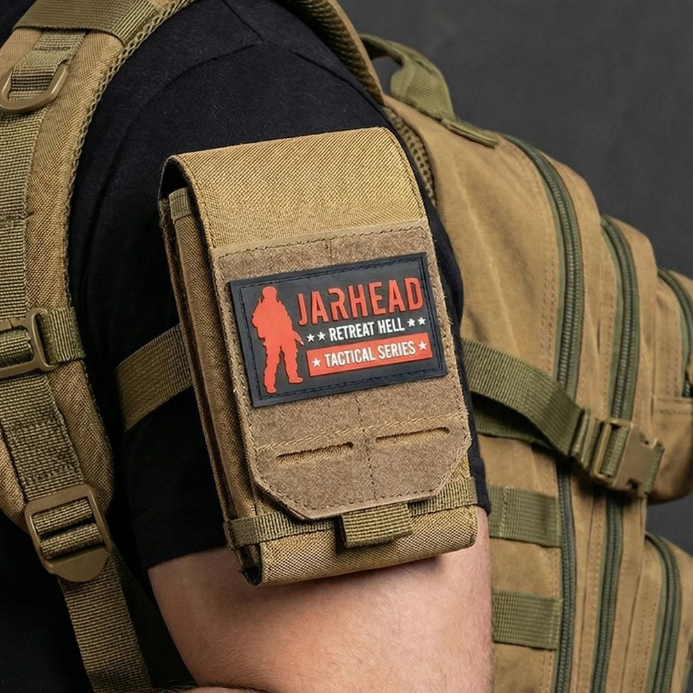 Tactical Laser Phone Pouch With Patche Molle Waist Pack Universal Accessories Pack EDC Hiking Hunting Camping Phone Bag