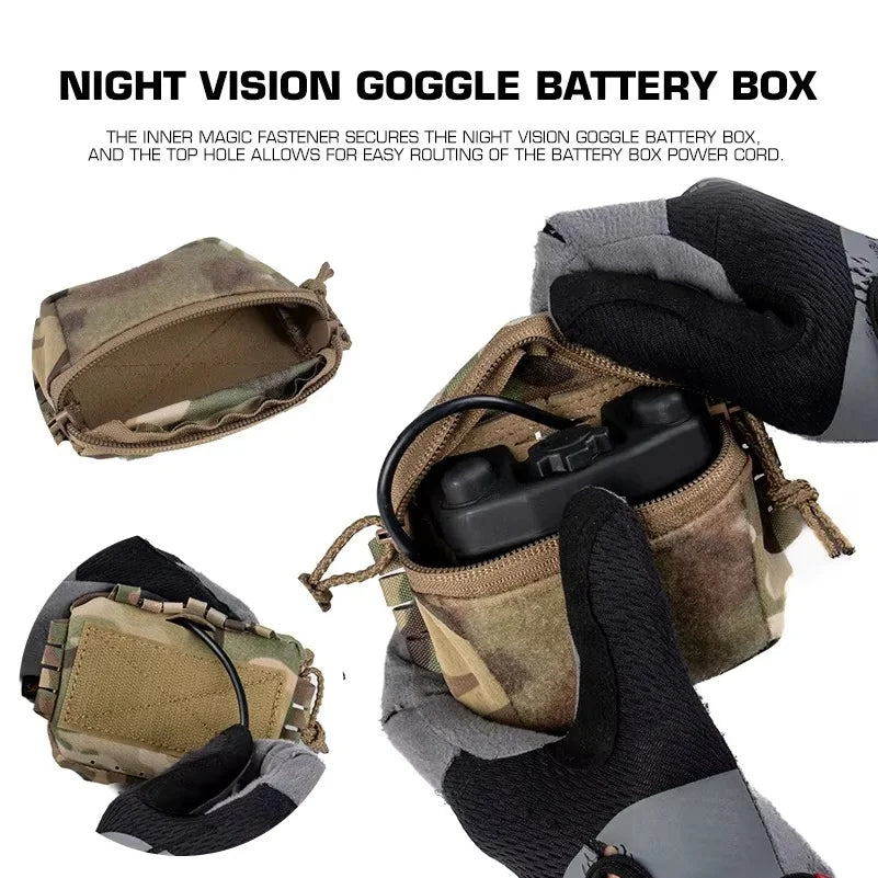 Tactical Helmet Rear Bag SC Style Brain Battery Pouch Hook&Loop NVG Battery Box Storage for Hunting Fast Helmet Gear Accessories
