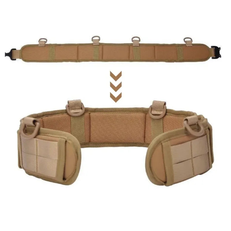 Outdoor Tactical Belt with Waist Pack - Multifunctional MOLLE Design Canvas & Nylon Material Padded Waist for Training/Camping