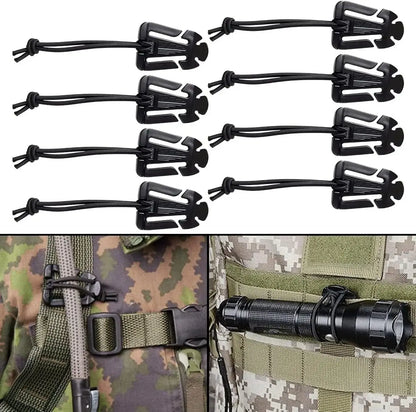 5pcs Outdoor Mountaineering Buckle Molle Backpack Webbing Nylon Hook Elastic Rope Tactical Gear Military Belt Keychain Snap