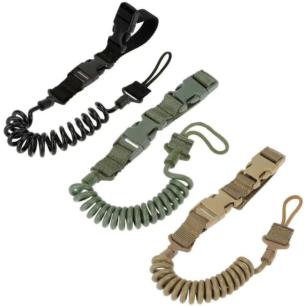 3PCS Tactical Anti-lost Elastic Lanyard Rope Spring Safety Strap Rope For Key Ring Chain Flashlight Hunting Accessories