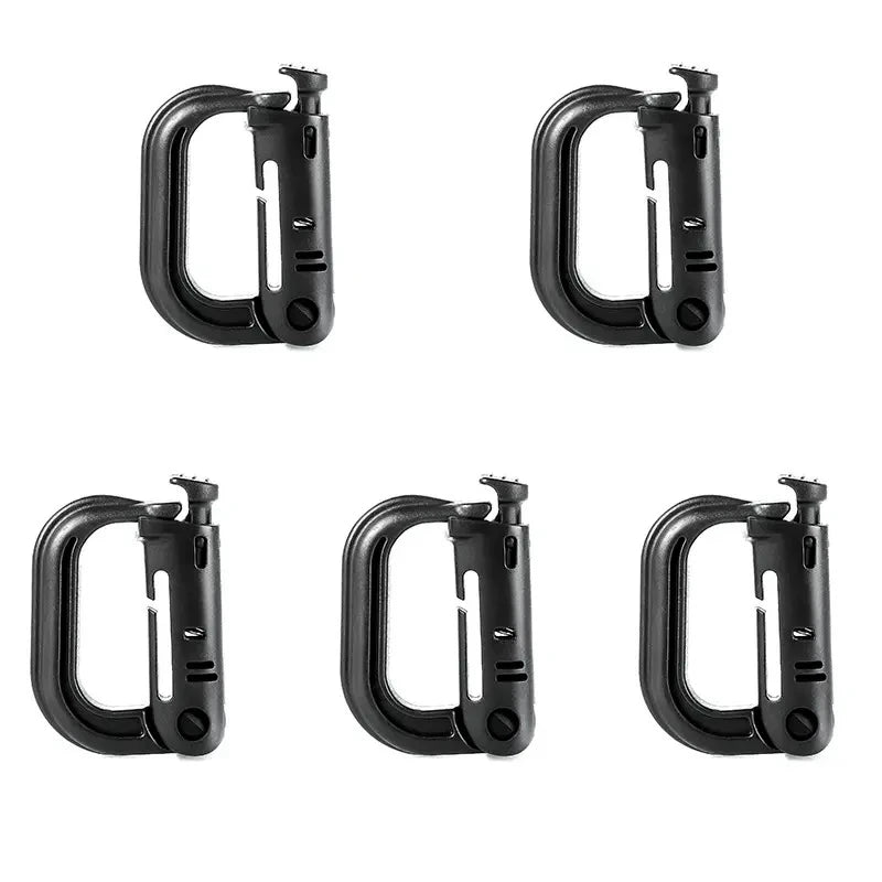 5Pcs Plastic D-Ring Tactical Carabiner Grimlock Lock Hard Hook Buckle Clip For Molle Webbing Accessories Backpack/Pouch/Bag/Belt