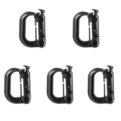 5Pcs Plastic D-Ring Tactical Carabiner Grimlock Lock Hard Hook Buckle Clip For Molle Webbing Accessories Backpack/Pouch/Bag/Belt