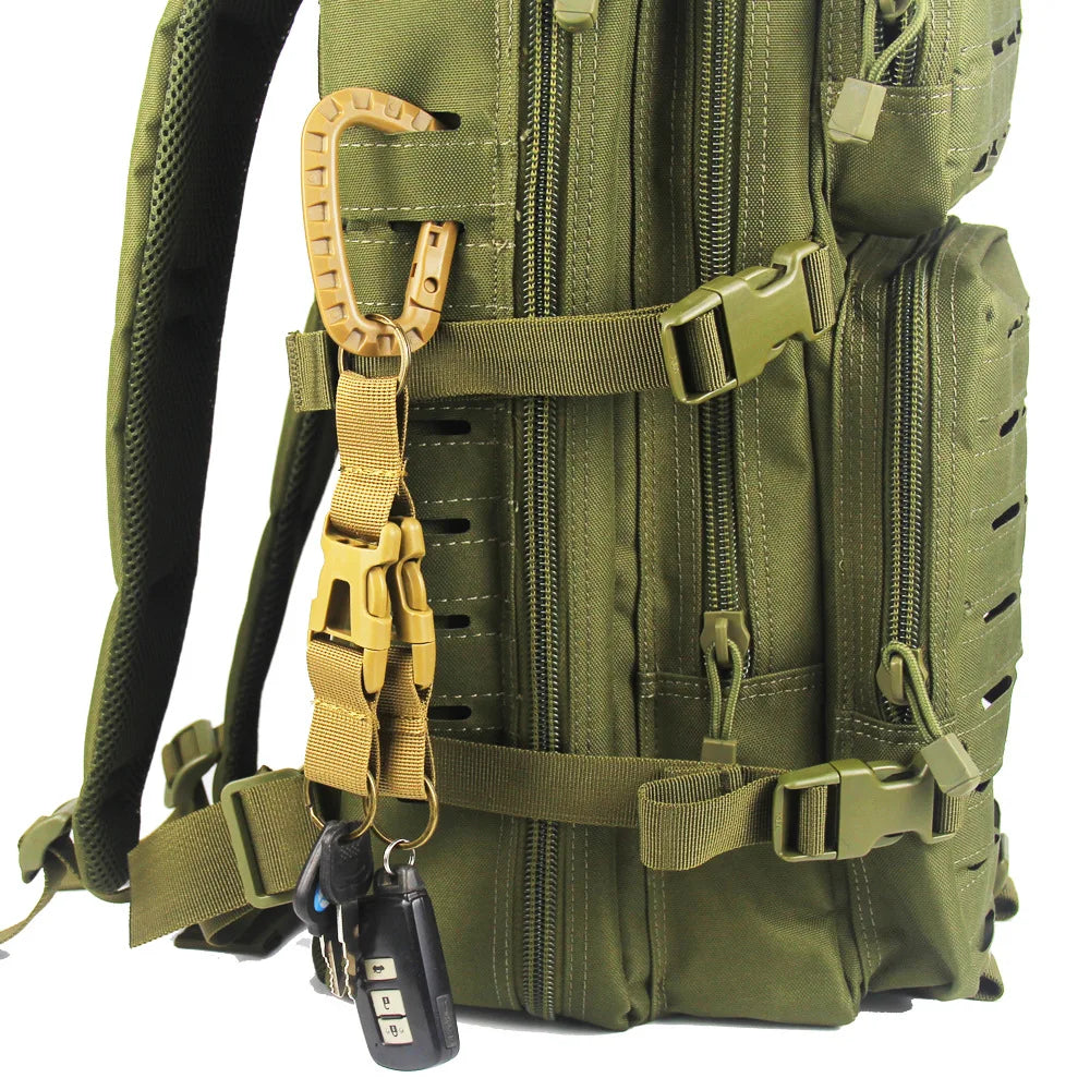 Tactical Gear Keychain Clip Nylon Belt Key Chain Key Holder Quick Release Buckle Key Ring Molle Bag Attachments Hooks