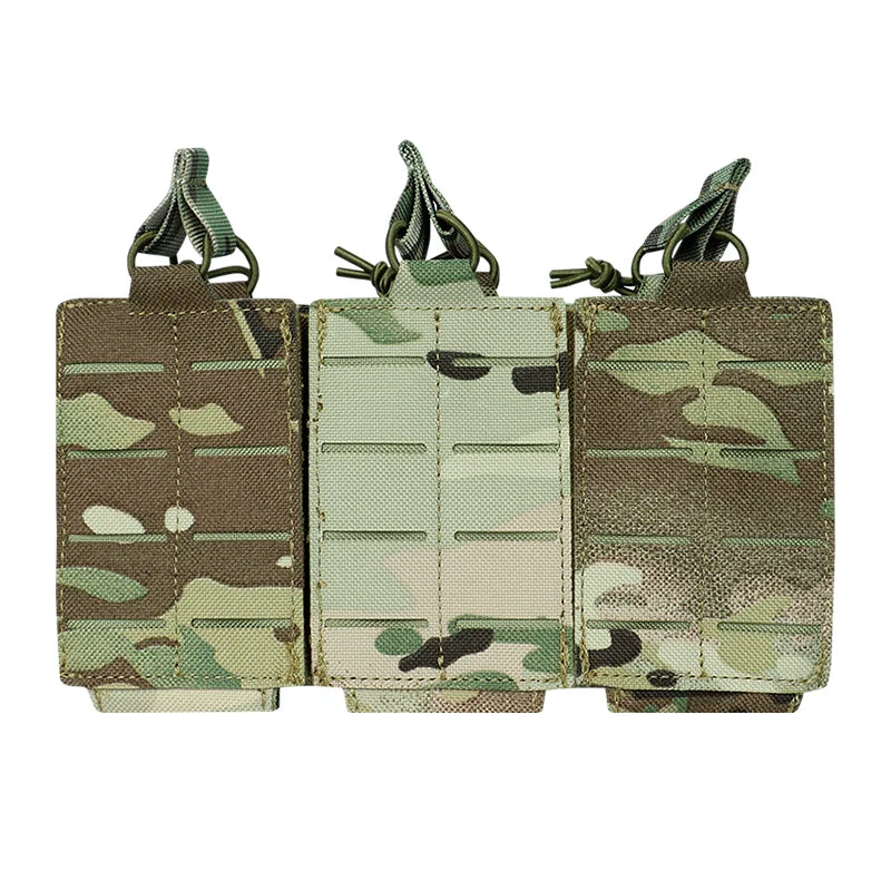 AG 3 MOLLE 5.56 M4 Triple Magazine Pouch Bungee Retention Tactical Vest K19 Plate Carrier Front Placard MAG Holder Bag Airsoft