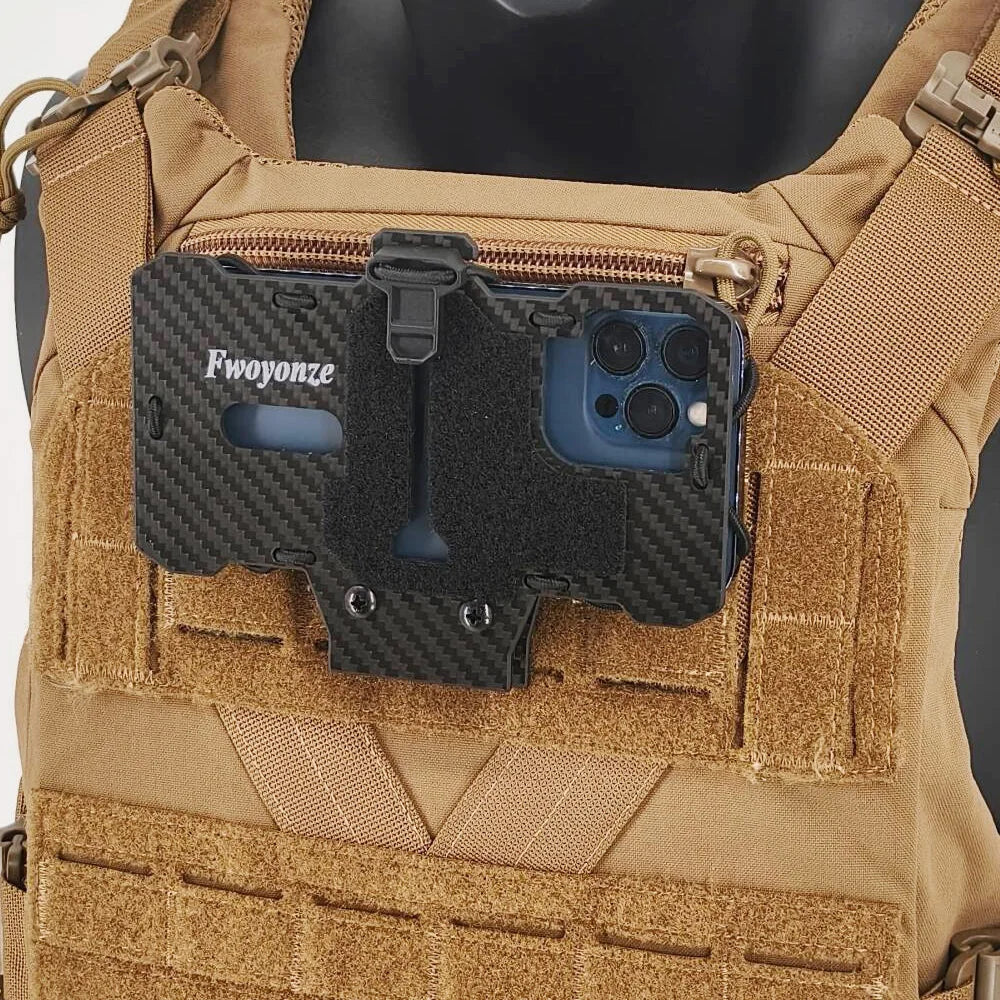 Fwoyonze Carbon Fiber Made Tactical MOLLE Folding Navigation Board Hunting Airsoft Vest Mobile Phone Holder Display Stand