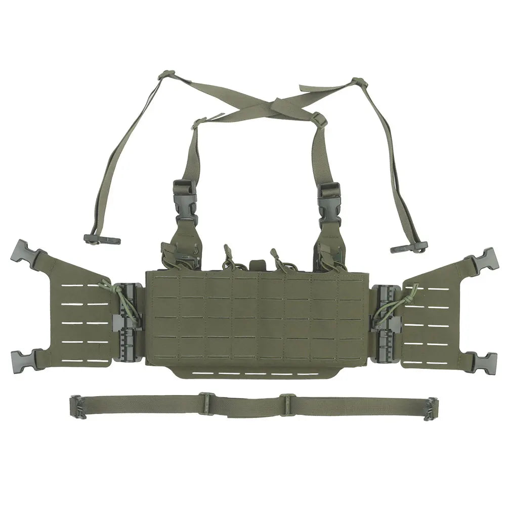 Tactical Chest Rig Molle Militar Hunting Quick Release Vest with Quadruple 5.56/7.62 Mag Pouch Airsoft Shooting Gear