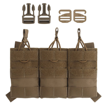 Tactical AG 3 MOLLE 5.56 M4 Triple Magazine Pouch Hunting Vest Carrier Front Panel With Elastic Fixing Rope,G-buckle,2.5 Buckle