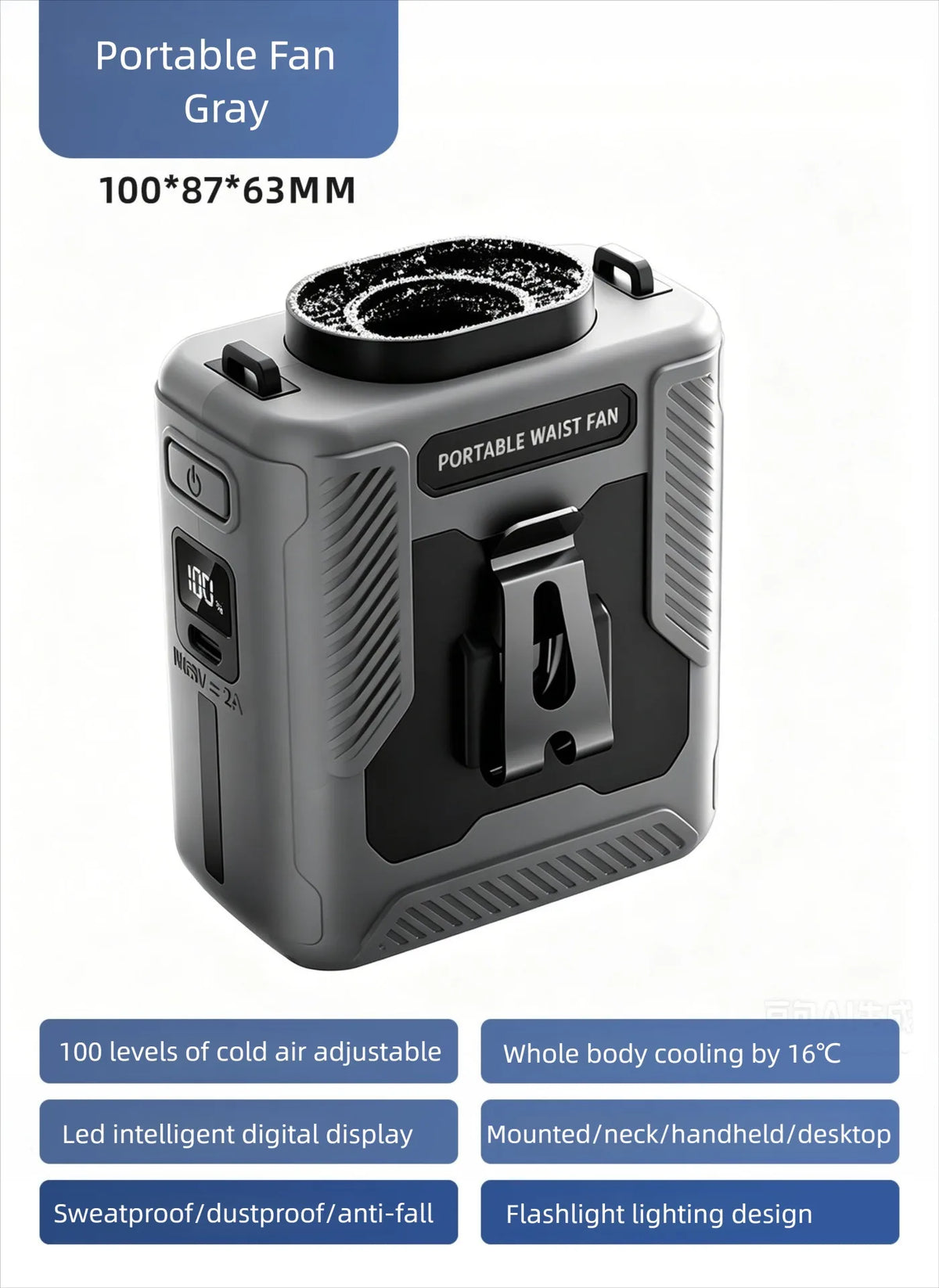 Portable USB Cooling Fan for Tactical Vest Neck Hang Air Cooler Summer Heat Relief Fan Outdoor Cycling