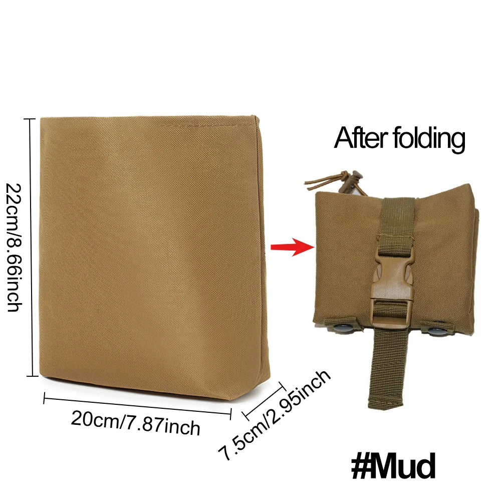 Compact MOLLE Dump Bags Heavy-Duty 600D Nylon Collapsible Pouches Hunting Adjustable Waist Strap Bags Tactical Gear Range
