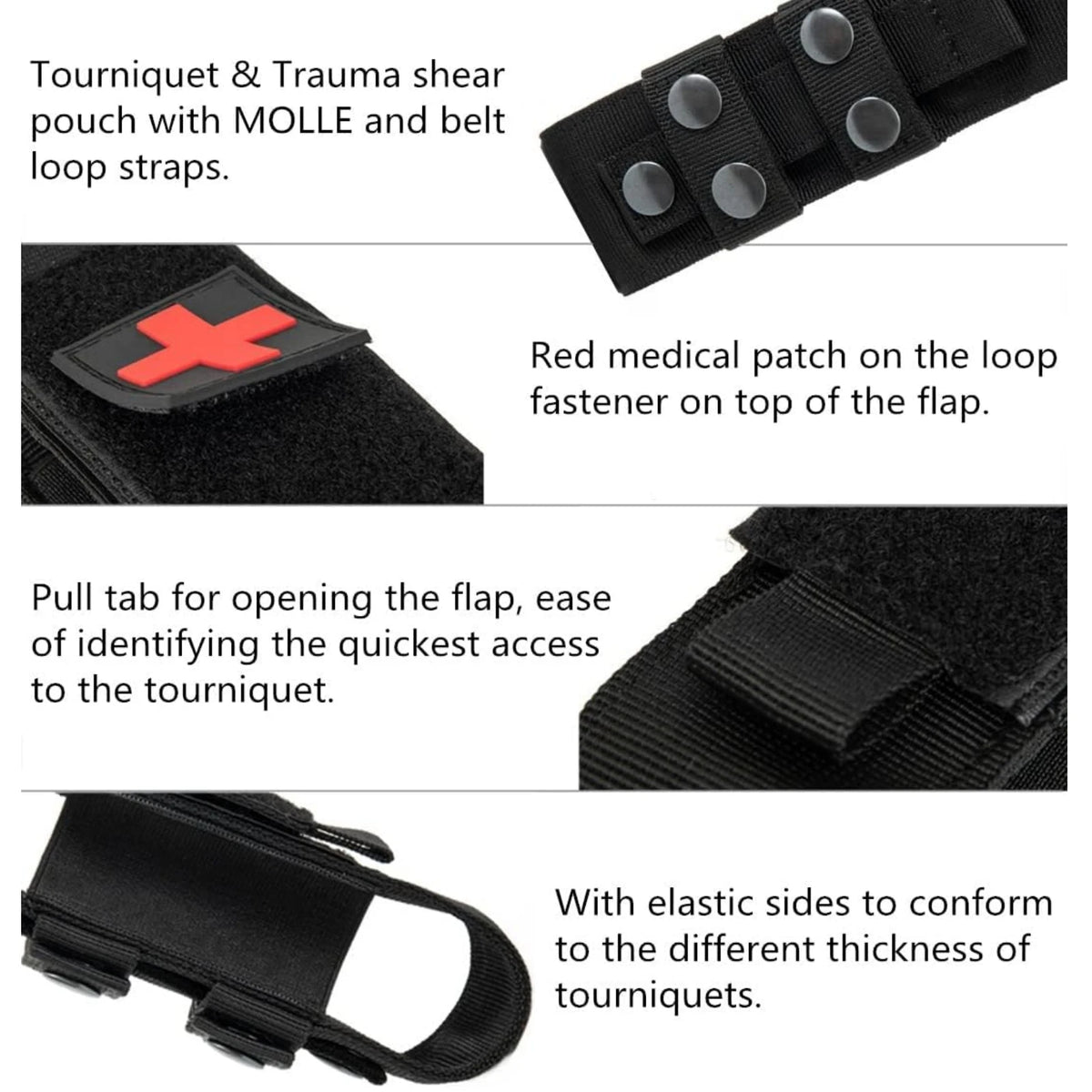 Tactical Molle Tourniquet Holder, Portable TQ Military First Aid Equipment Case & Trauma Medical Shear Pouch