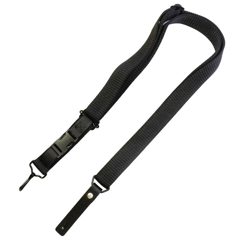 Adjustable Nylon 95 Style Tactical Rifle Sling With Leather End For Outdoor Hunting Airsoft CS Game Shooting Carry Gear
