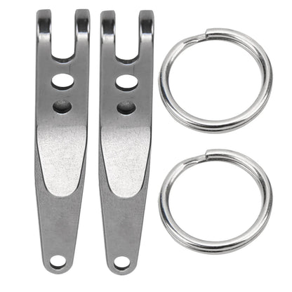 2Pc Outdoor Belt Clip Stainless Steel Suspension Pocket Clip Key Holder with Keychain Mini Suspension Clips Keychain Pocket Clip