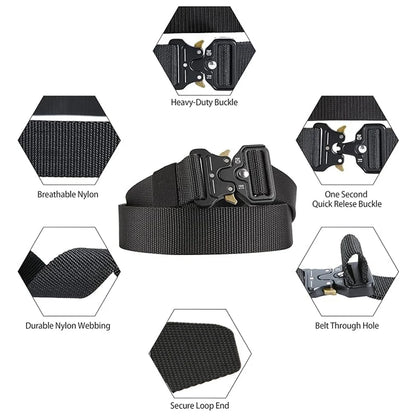 Men's Hunting Belt Quick Release Alloy Buckle Outdoor Sports Hiking Camping Belt Durable Waist Belt for Adventure Activities