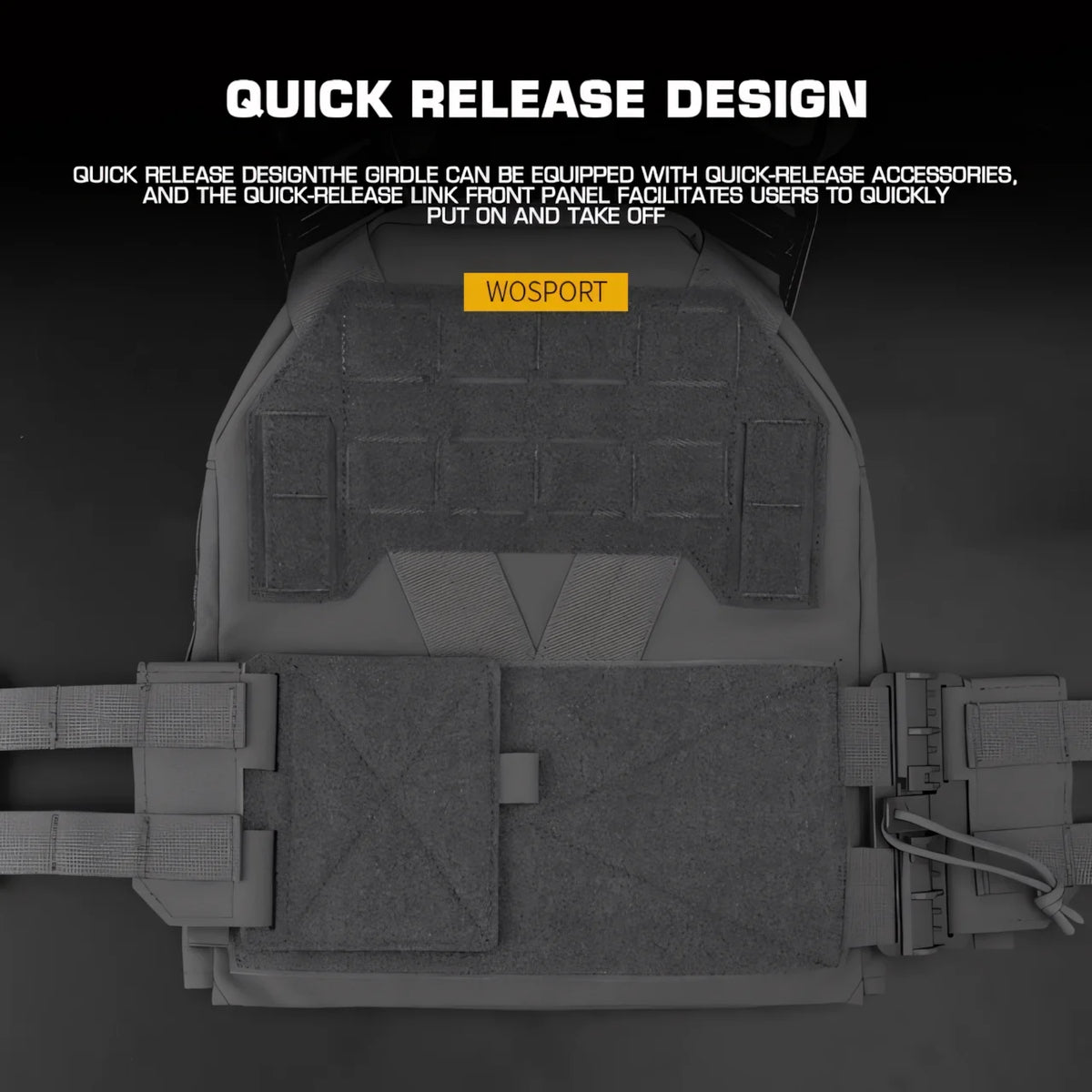 Wosport KZ Tactical Plate Carrier Vest Quick Release Cummerbund G Buckle Adjustable Shoulder Straps for Tactical Airsoft Games