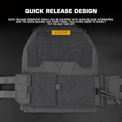 Wosport KZ Tactical Plate Carrier Vest Quick Release Cummerbund G Buckle Adjustable Shoulder Straps for Tactical Airsoft Games