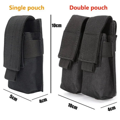 9mm Pistol Magazine Pouch Tactical Double Molle Belt Dual Mag Bag Flashlight Holder Attachment Package Gun Hunting Accessories