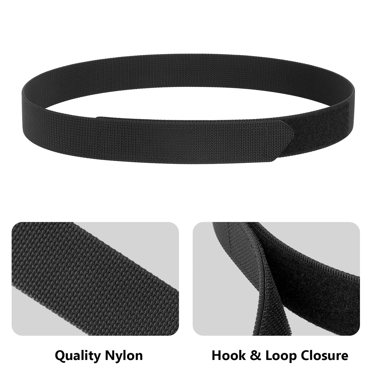 KRYDEX Tactical Buckleless 1.5" Duty Belt, No-Scratch Nylon Belt with Hook & Loop Closure for Work Travel Mechanic Driver