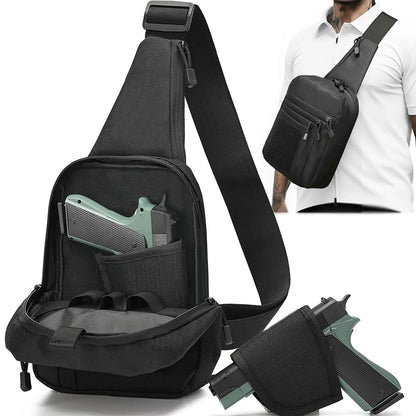 Tactical Pistol Gun Bag Concealed Carry Gun Holster Handgun Storage Chest Pack EDC Shoulder Bag Quick Opening Pistol Sling Bag