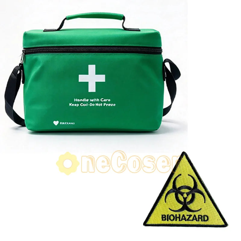 Resident Evil Company First Aid Kit with Embroidered Badge, Popcorn Insulated Bag Cosplay Prop for Halloween Zombie Raccoon City