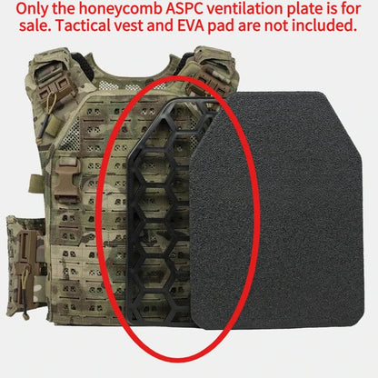 ASPC Honeycomb Ventilated Back Support Plate For Tactical Plate Carrier Vest, Breathable Airflow Rigid Insert Board