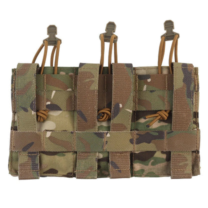 AG 3 MOLLE 5.56 M4 Triple Magazine Pouch Bungee Retention Tactical Vest Plate Carrier Front Placard MAG  Holder Bag Airsoft