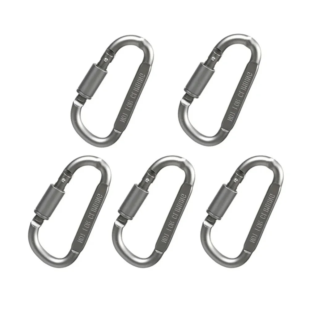 5pcs Carabiner With Lock Set Aluminium Alloy Tourist Hooks Fishing Carbin Buckle Caribiner Clip Key Holder Keychain Camping Tool