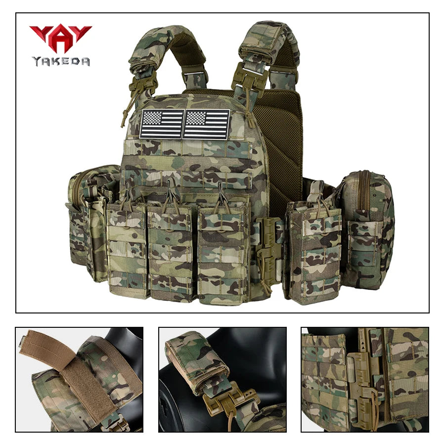 YAKEDA Shoulder and Waist Quick Release Hunting Adventure Vest Expandable System Wear-Resistant and Tear Resistant Material