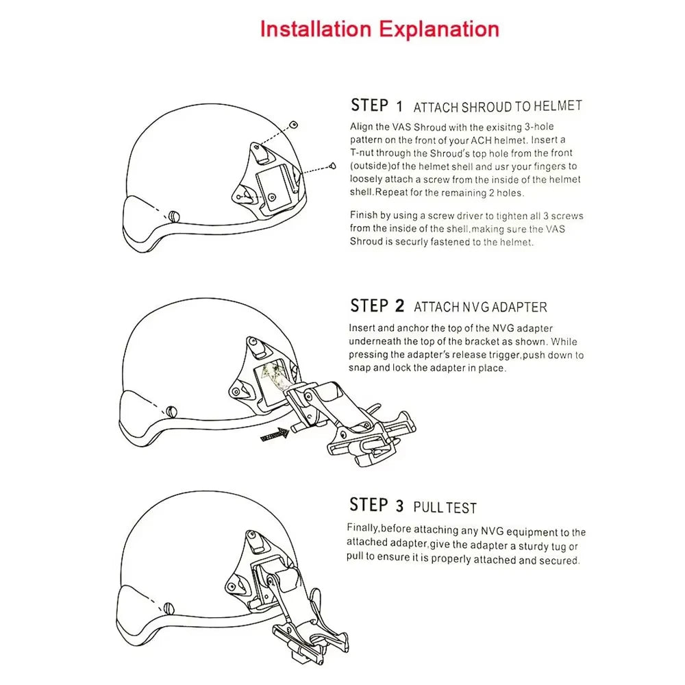 Tactical Helmet Frame Mount NVG Shroud Aluminum Adapter 3 Hole Skeleton Mount ARC Rail For FAST MICH Helmet Accessorie