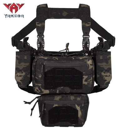 YAKEDA Tactical Chest Rig 1000D Laser-Cut Multifunctional Adjustable Tactical Outdoor Vest with Mag Pouches