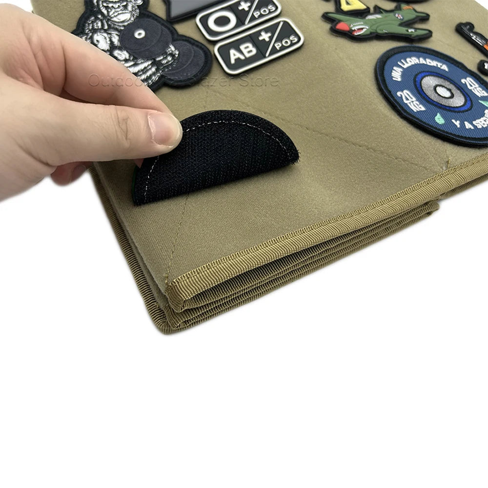Tactical Patch Display Portable Foldable Portable Patch Board Panel Holder Hook and Loop Storage Booklet Organizer