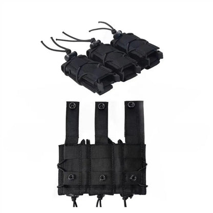 Tiger Style Short Triple Quick Draw 9mm Mag Pouch MOLLE Compatible Tactical Storage Pouch For Belt Vest Outdoor Airsoft Accessor